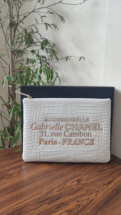 Chanel OCase Croc Embossed White Series 28