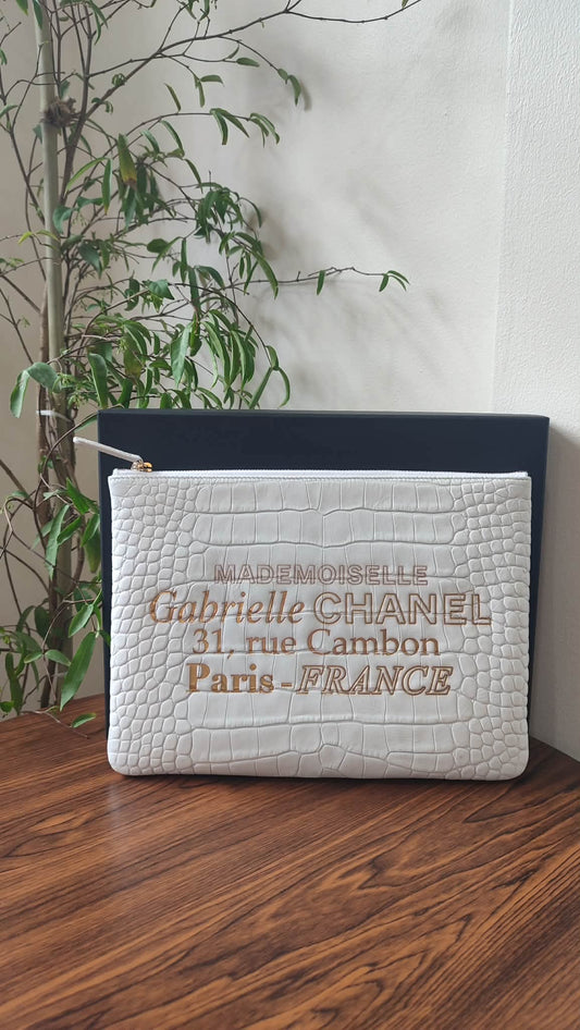 Chanel OCase Croc Embossed White Series 28