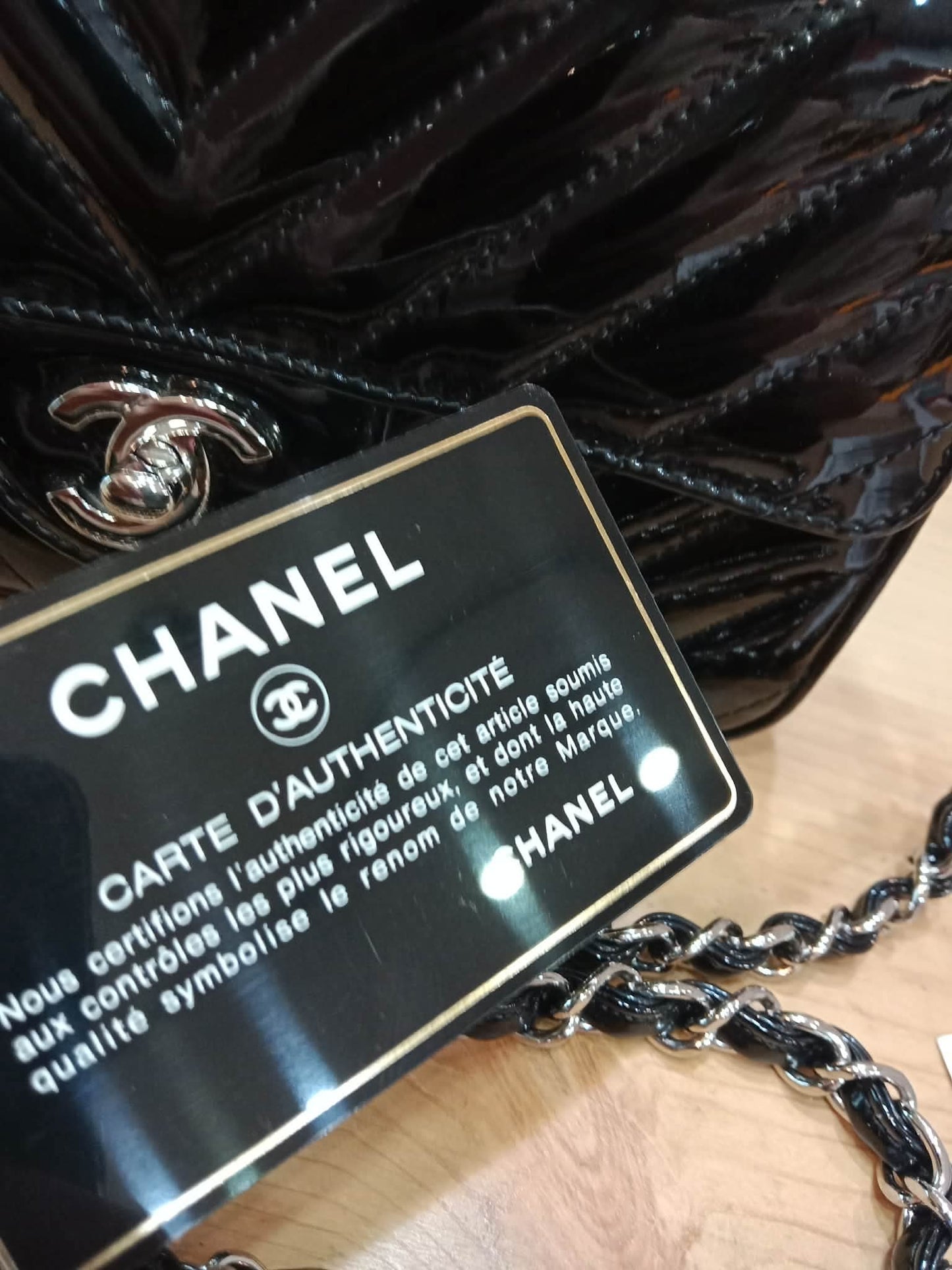 Chanel Classic Rectangular Mini Flap Patent Black Series 23