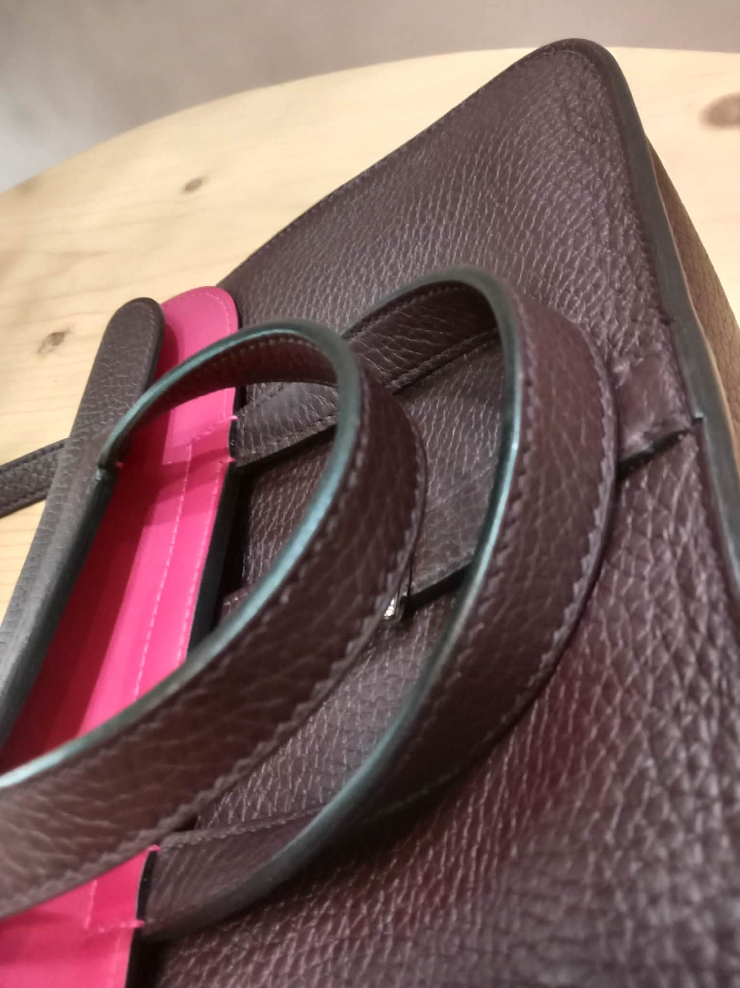 Hermes Halzan 25 Clemence Rouge/Framboise Stamp Z 2021
