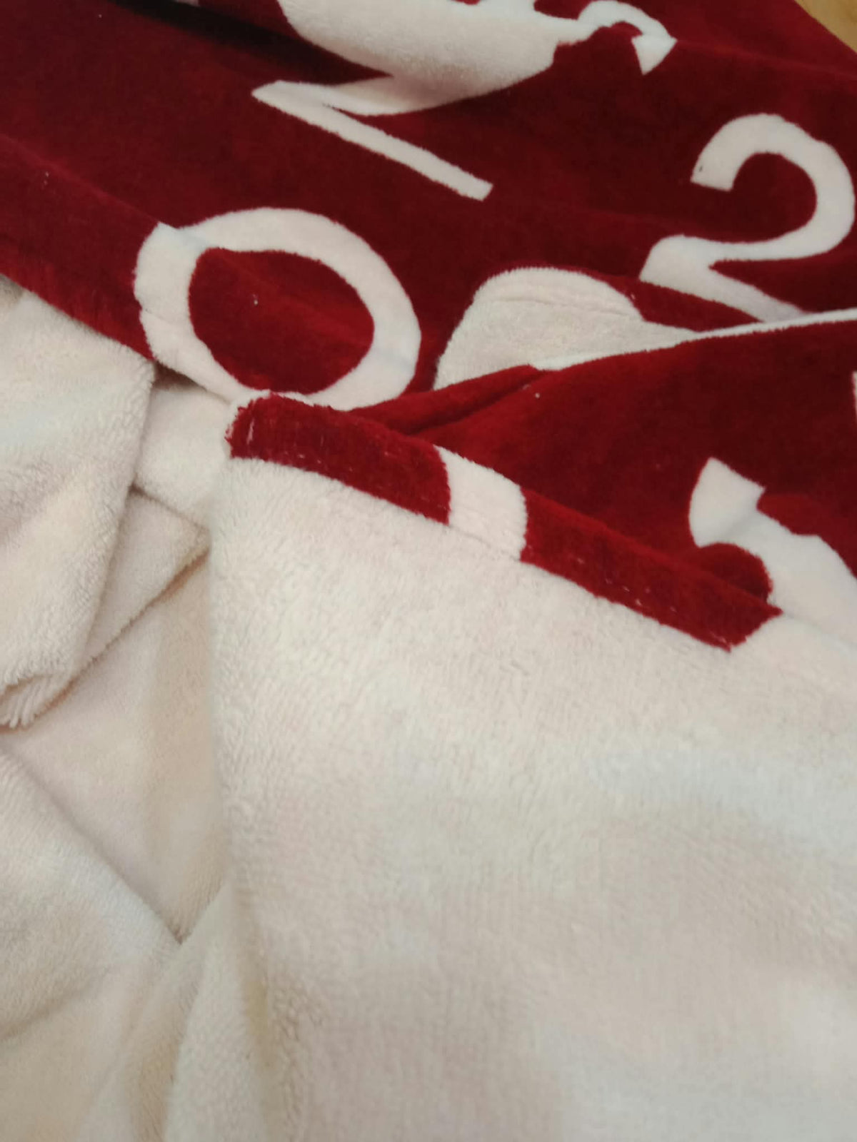Chanel By Sea Line Cotton Blanket featuring Large printed Leather