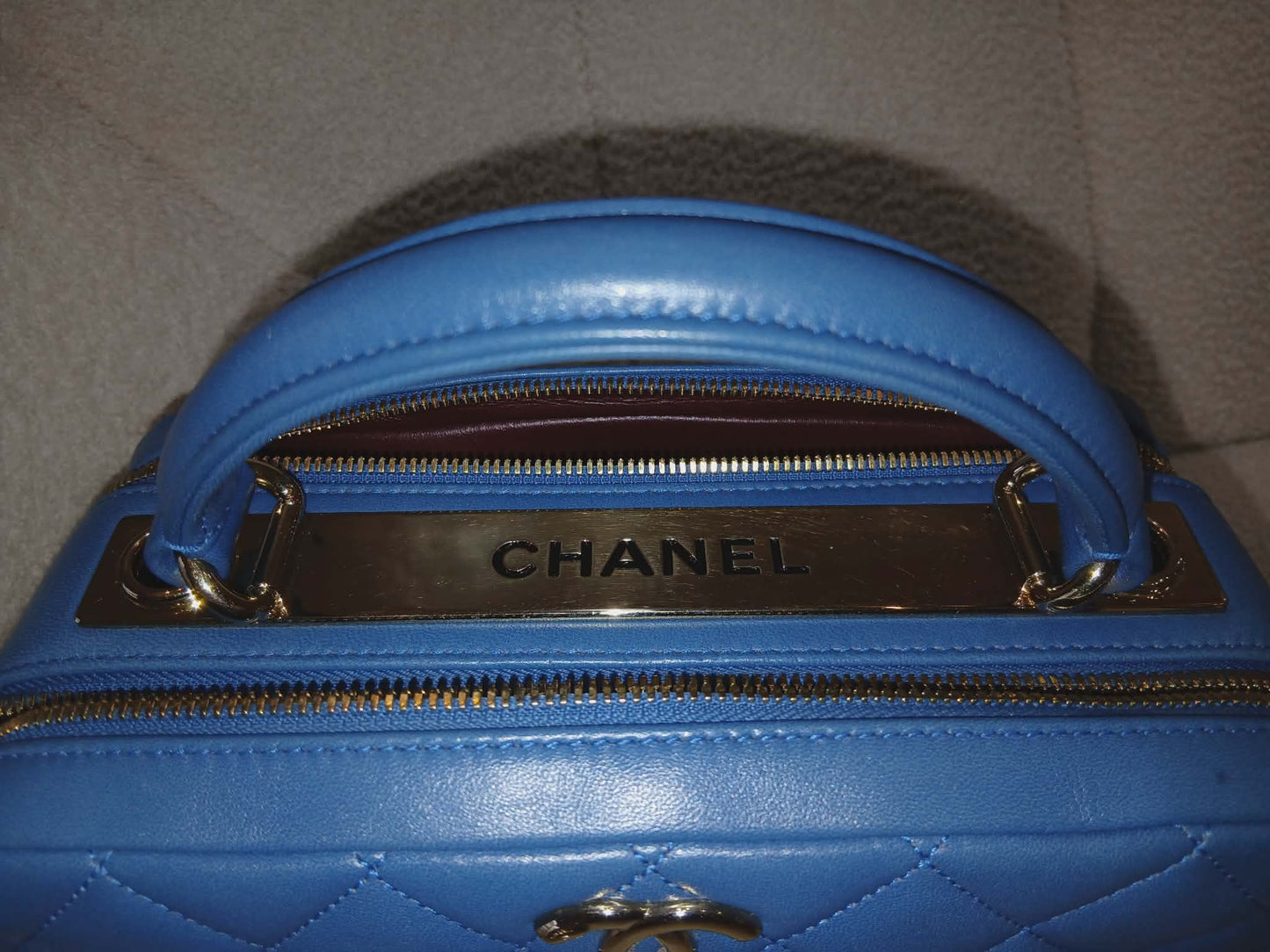 Chanel Quilted Trendy CC Bowler Bag Lambskin Blue Series 23