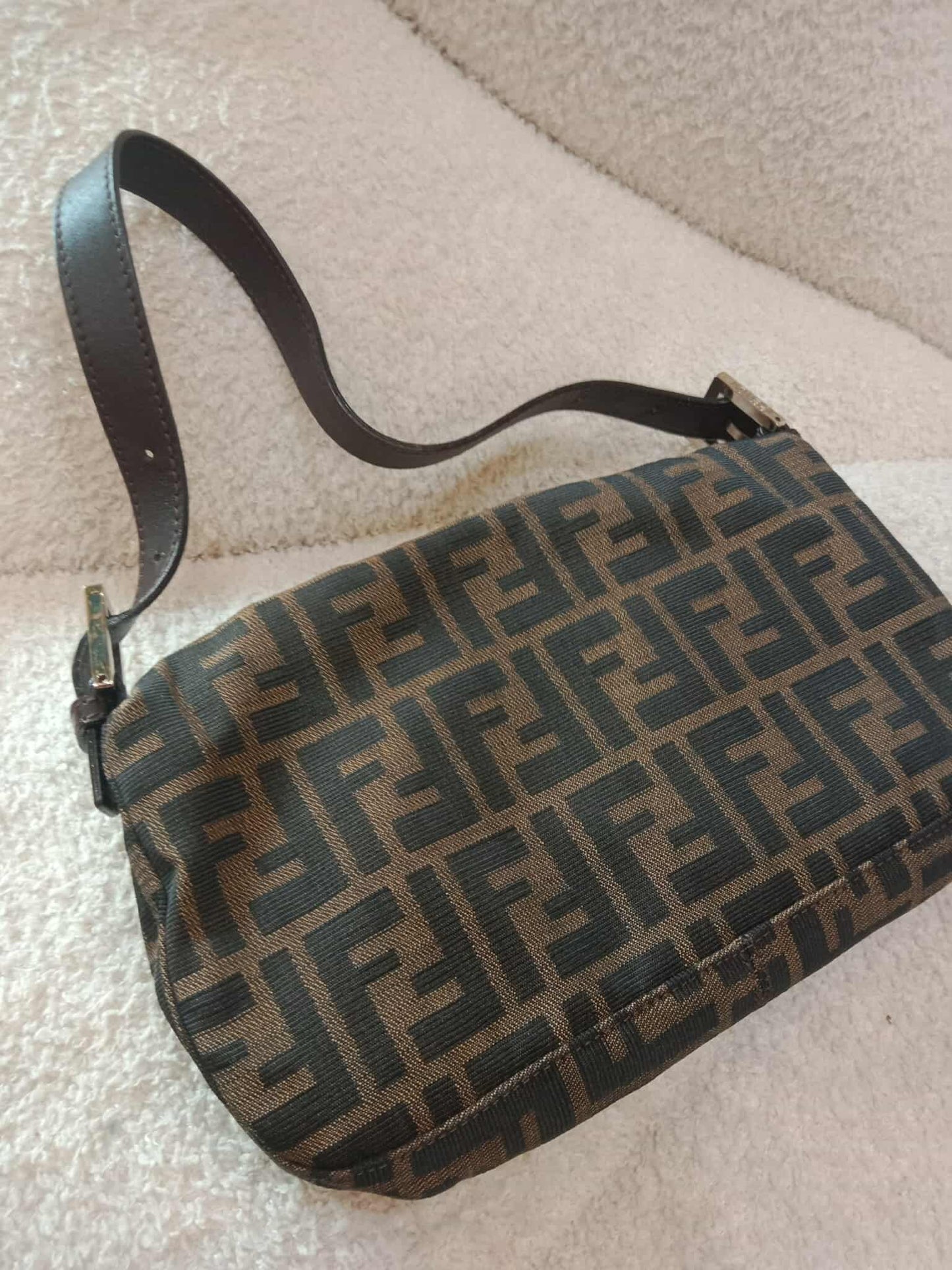 Fendi Zucca Baguette Brown Bag