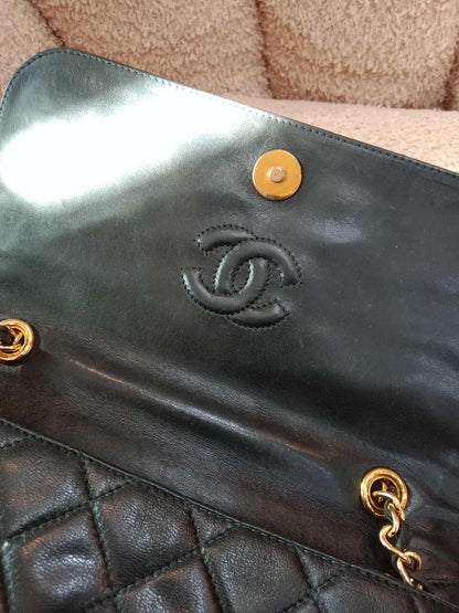 Chanel Vintage Chain Tassel Flap Bag Black Lambskin Series 0