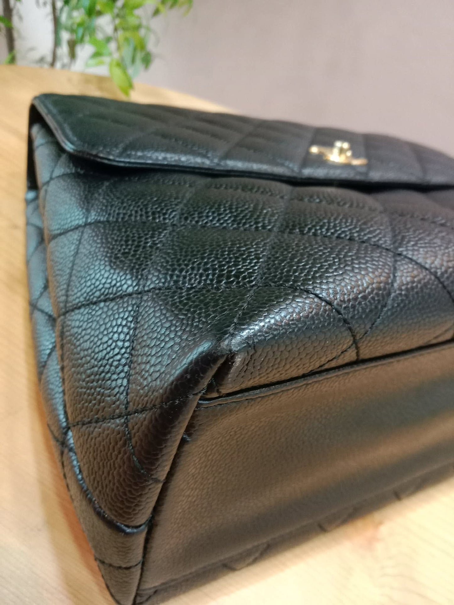 Chanel Vintage Caviar Kelly Flap Tophandle Black Series 7