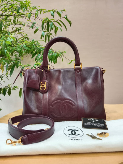 Chanel Boston Bag Burgundy Caviar Series 2