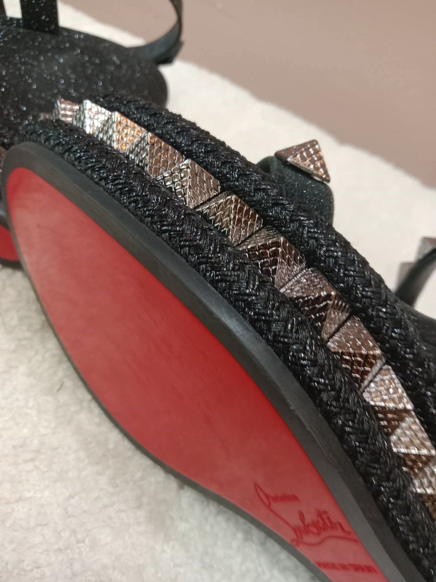 Christian Louboutin Pyraclou Wedge Black Pyramid Studs Size 36