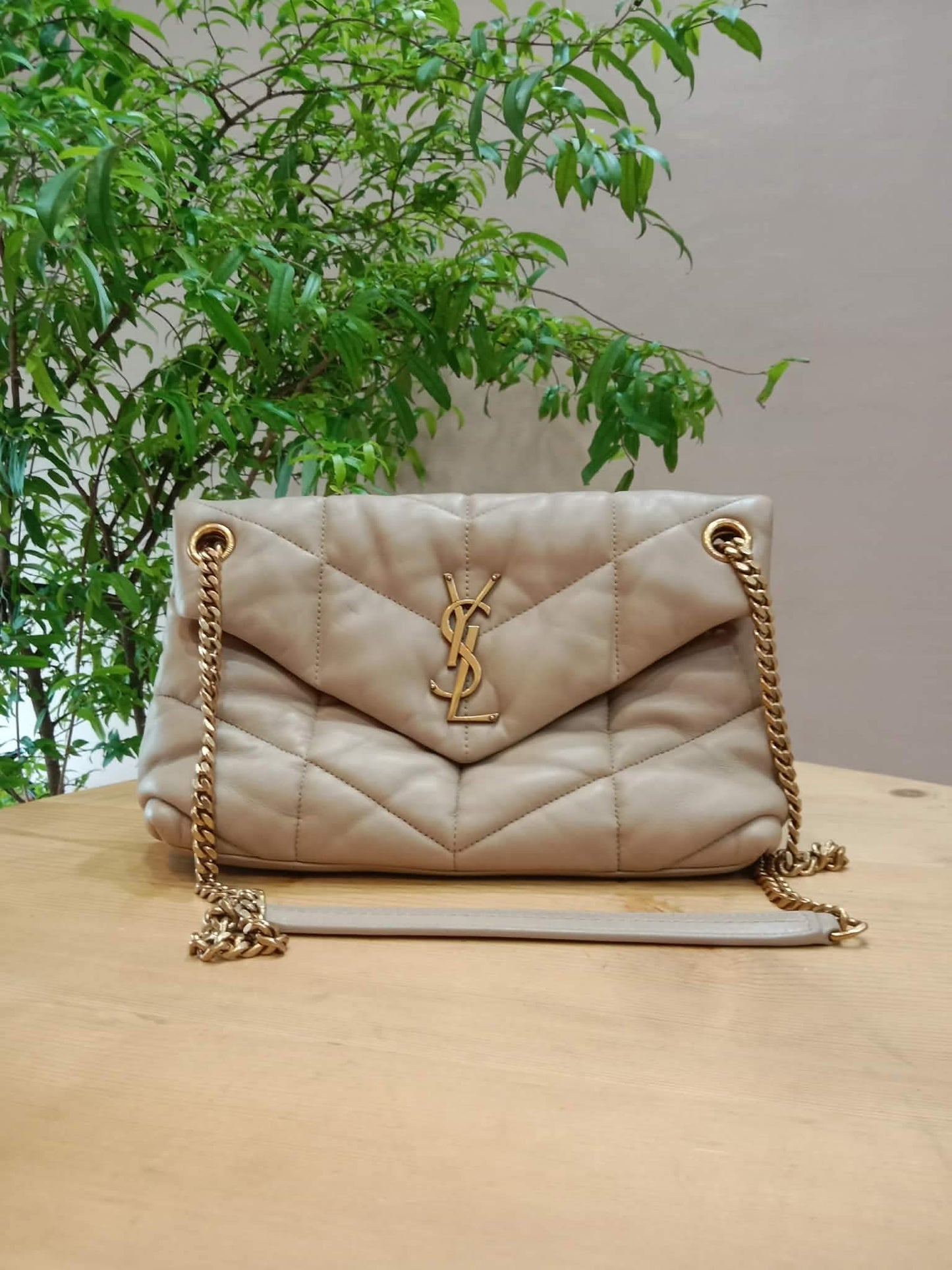 Saint Laurent Quilted Lambskin Lou Puffer Shoulder Bag