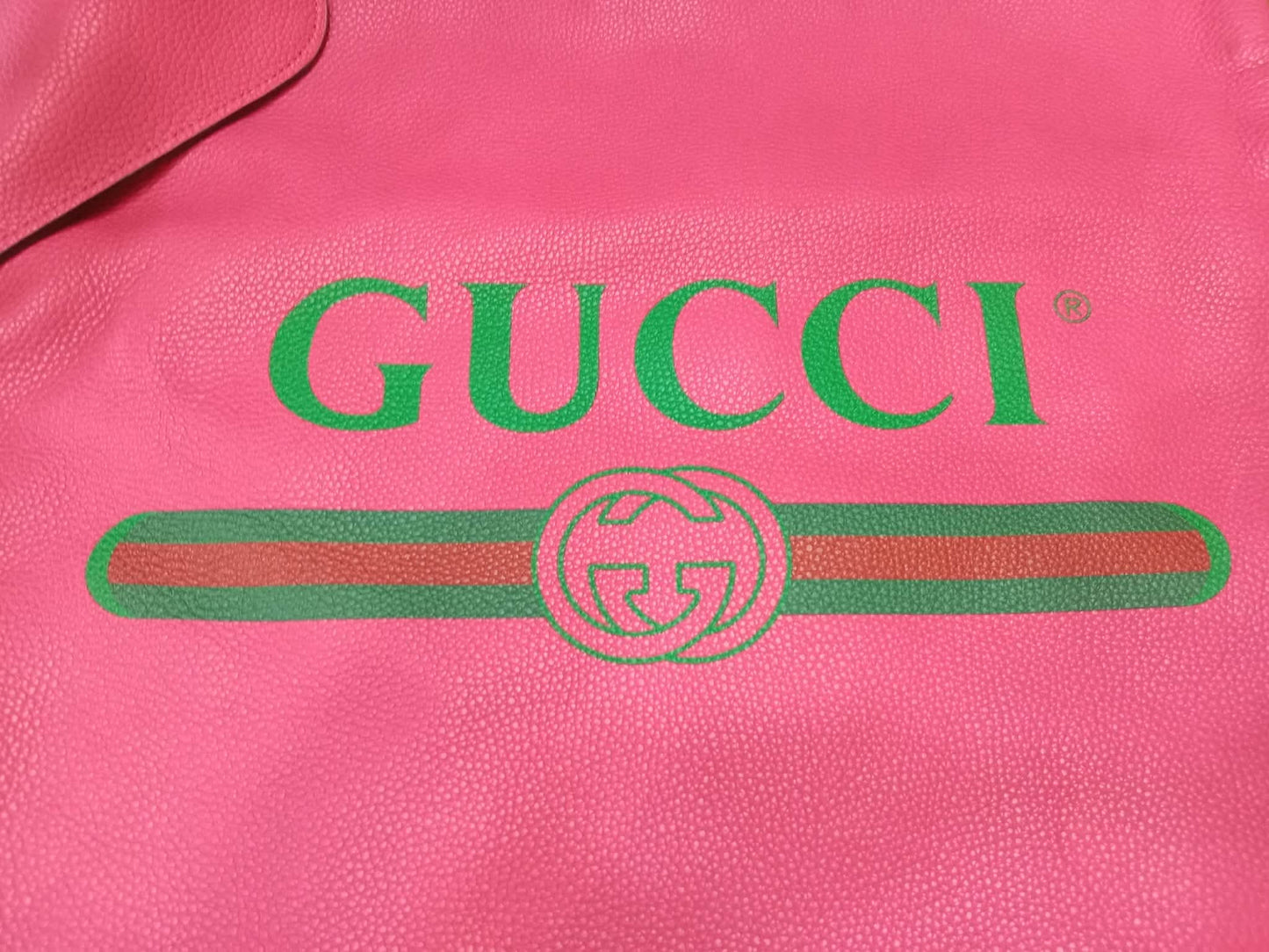 Gucci Printed Drawstring Backpack Grained Leather Pink/Black