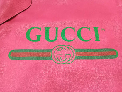 Gucci Printed Drawstring Backpack Grained Leather Pink/Black