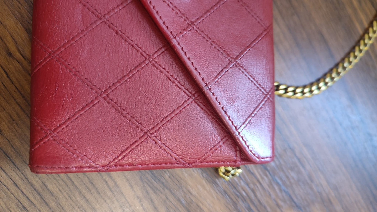Chanel Vintage Envelope Wallet Red Lambskin Series 3