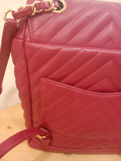 Chanel Chevron Calfskin Small Red Urban Spirit Backpack Series 23