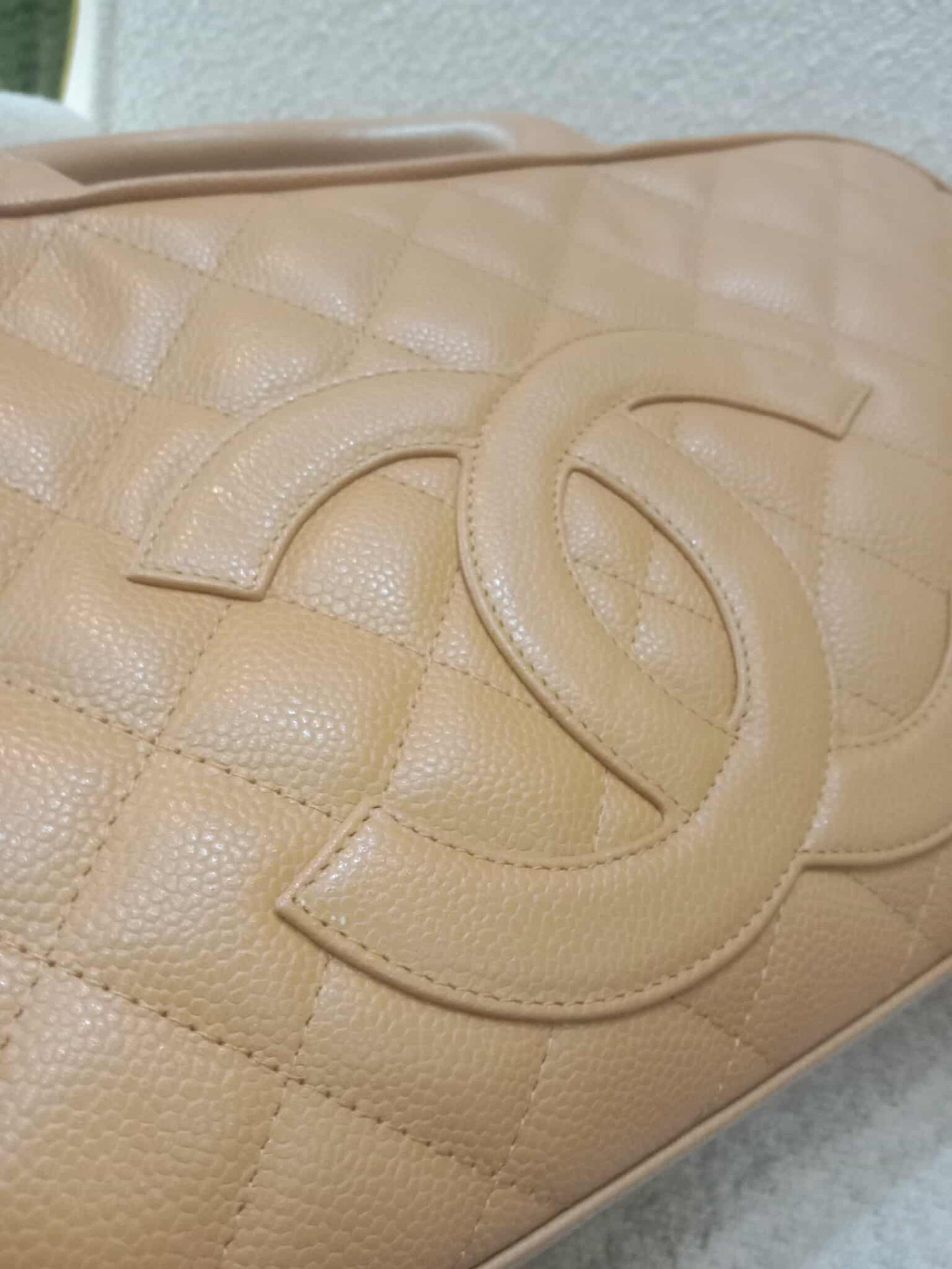 Chanel Bowling Bag Beige Caviar Series 9