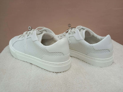Hermes Day White Kelly Sneakers Rose Gold Buckle Size 35