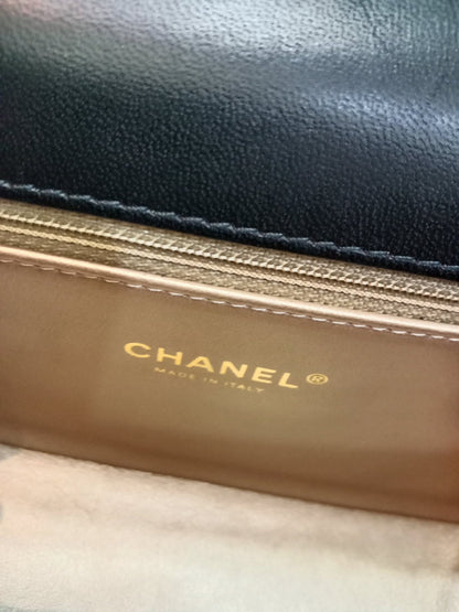 Chanel La Parisienne Quilted Lambskin Tophandle Bag Black Series 30