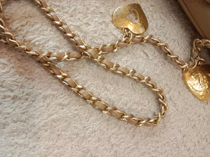 Chanel Seasonal Flap Heart Charms Beige Microchipped