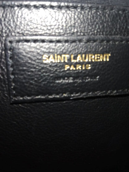 Saint Laurent Manhattan Crocodile Embossed Leather Black