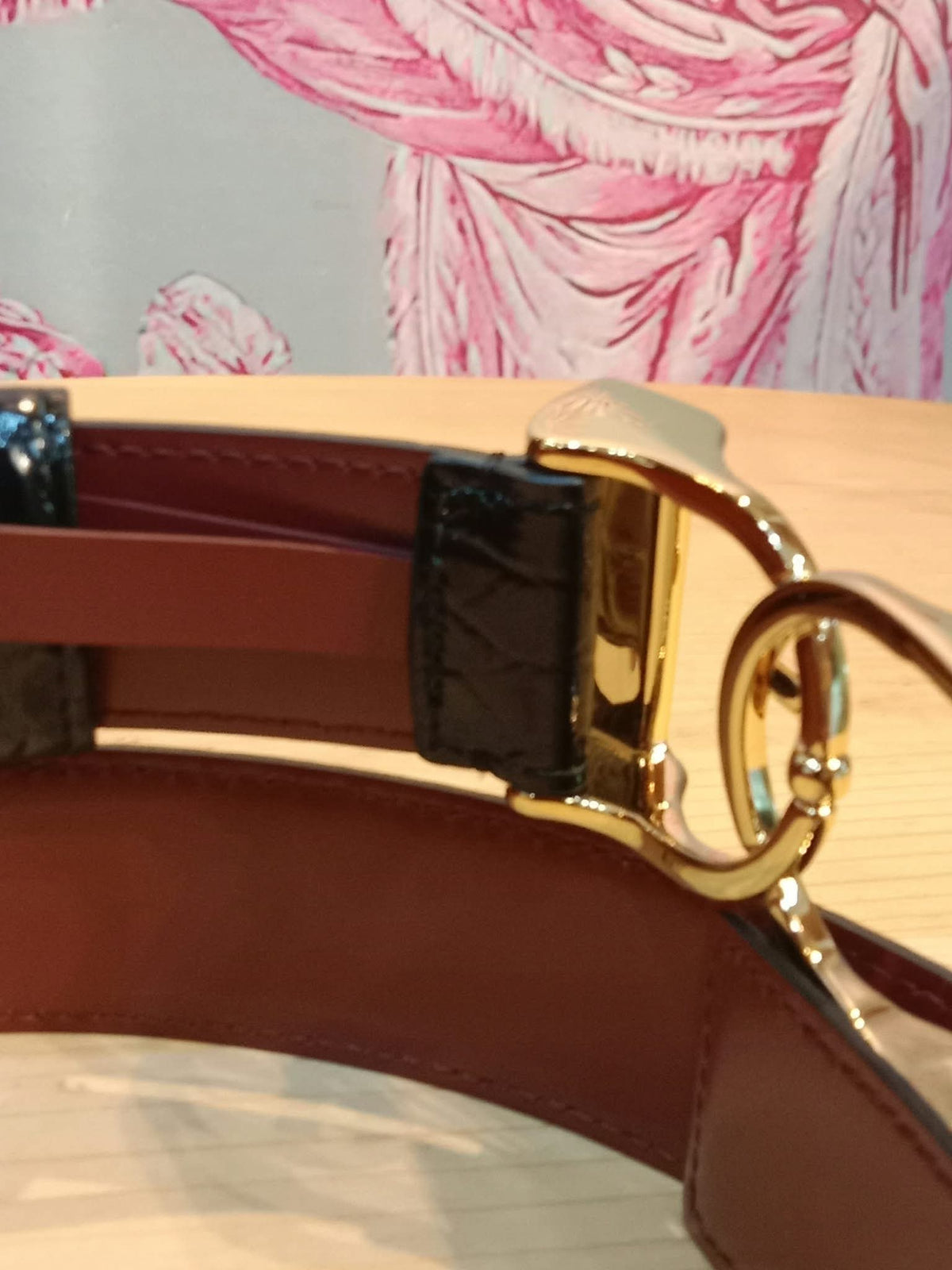 Chanel Crocodile Embossed Calfskin & Metal Belt Black Brandnew