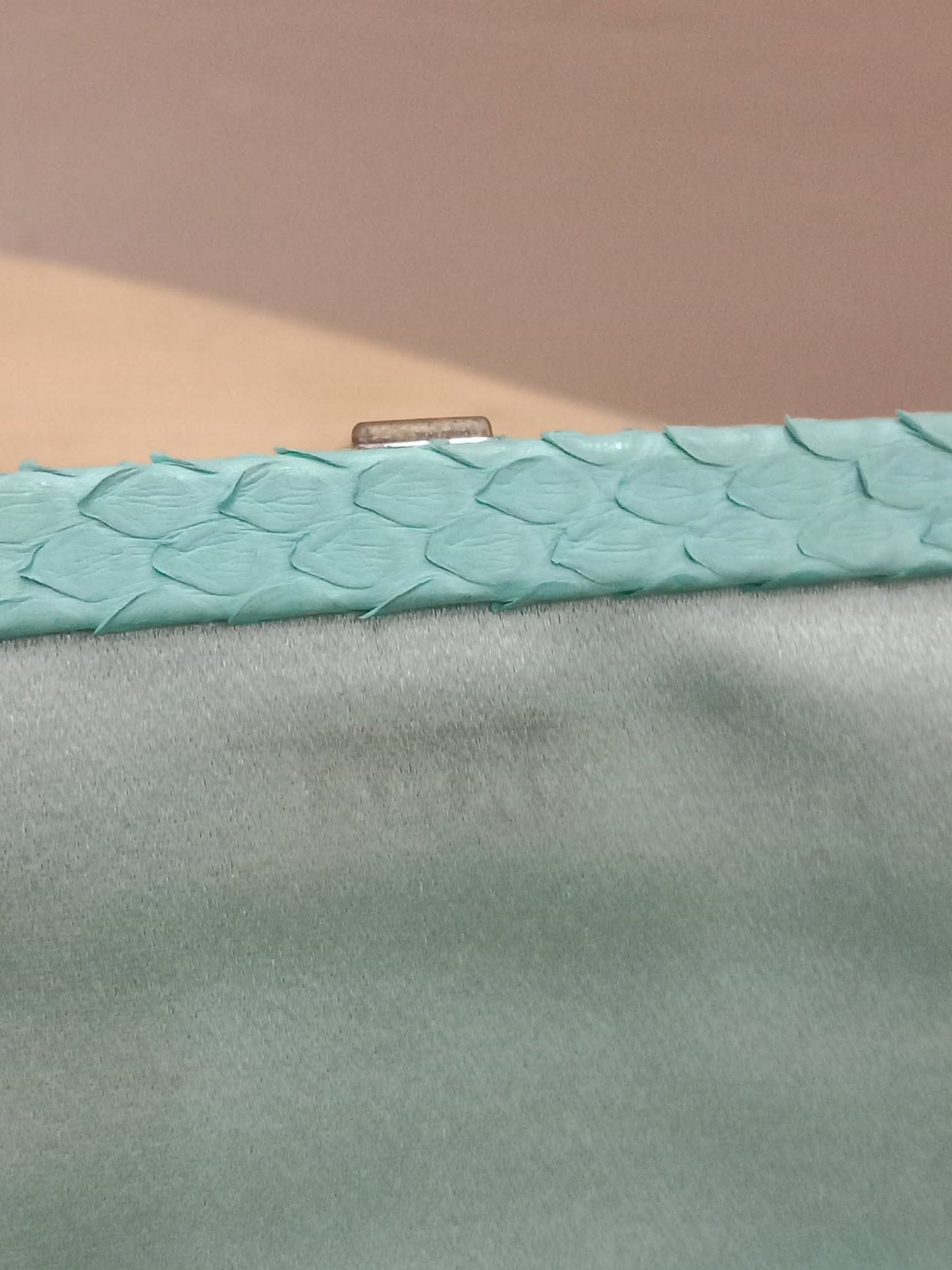 Chanel Mint Green Python Leather Clutch With a Silver-Toned Kiss-Lock Closure Series 15