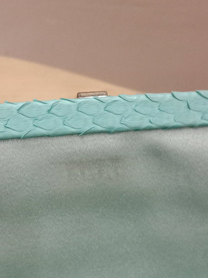 Chanel Mint Green Python Leather Clutch With a Silver-Toned Kiss-Lock Closure Series 15