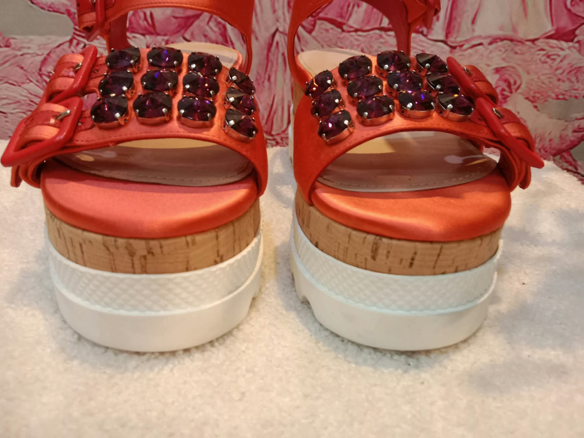 Miu Miu Platform Sandals Orange Size 36.5