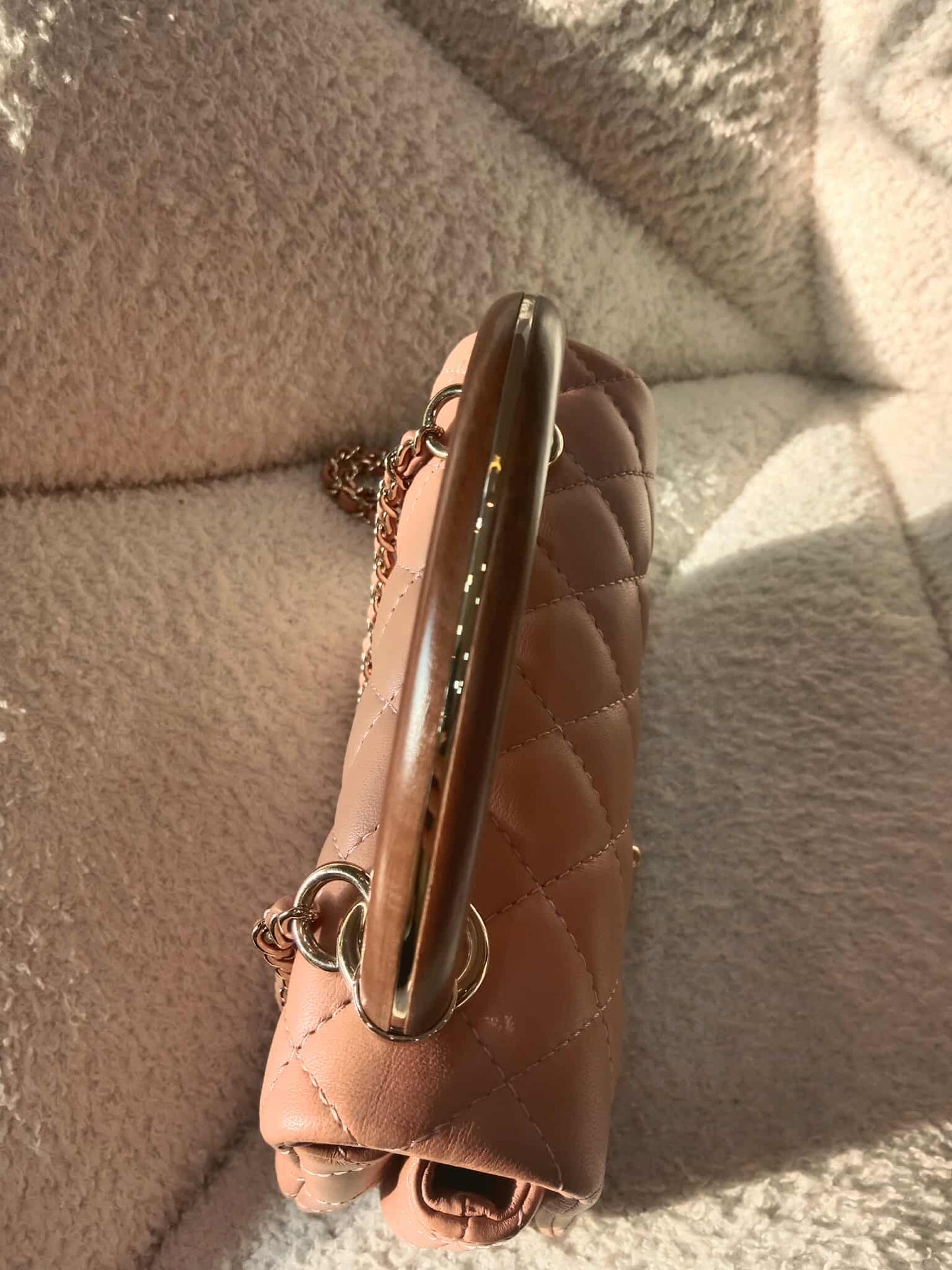 Chanel Mini Seasonal Wood Top Handle Flap Bag Peach Series 26