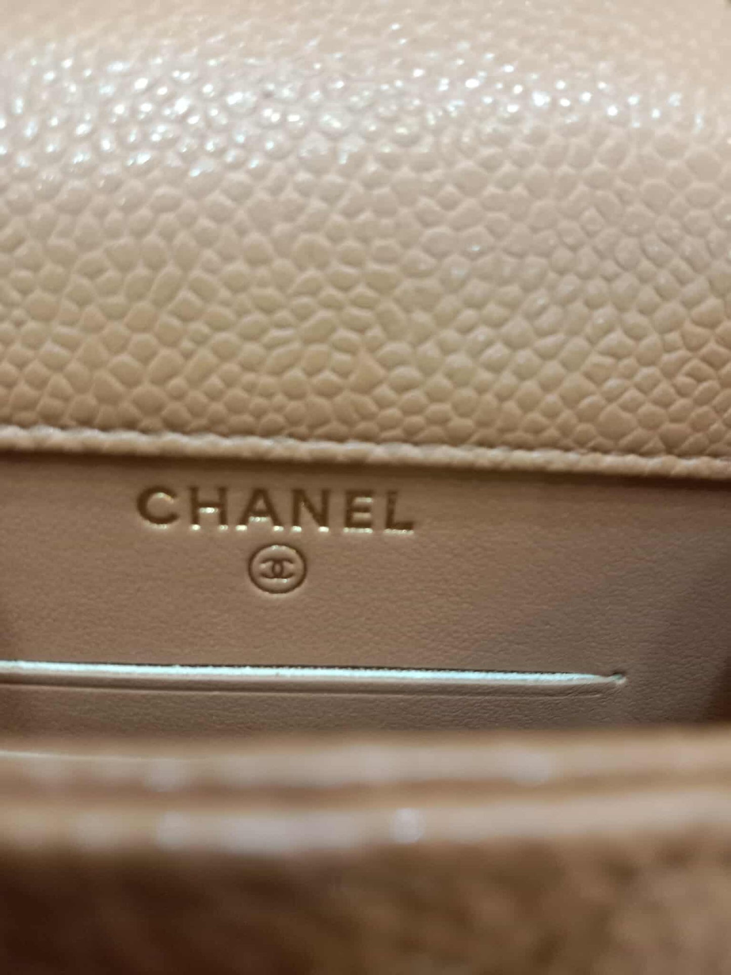 Chanel Golden Class Phone Holder Caviar Crossbody Bag Beige Series 25