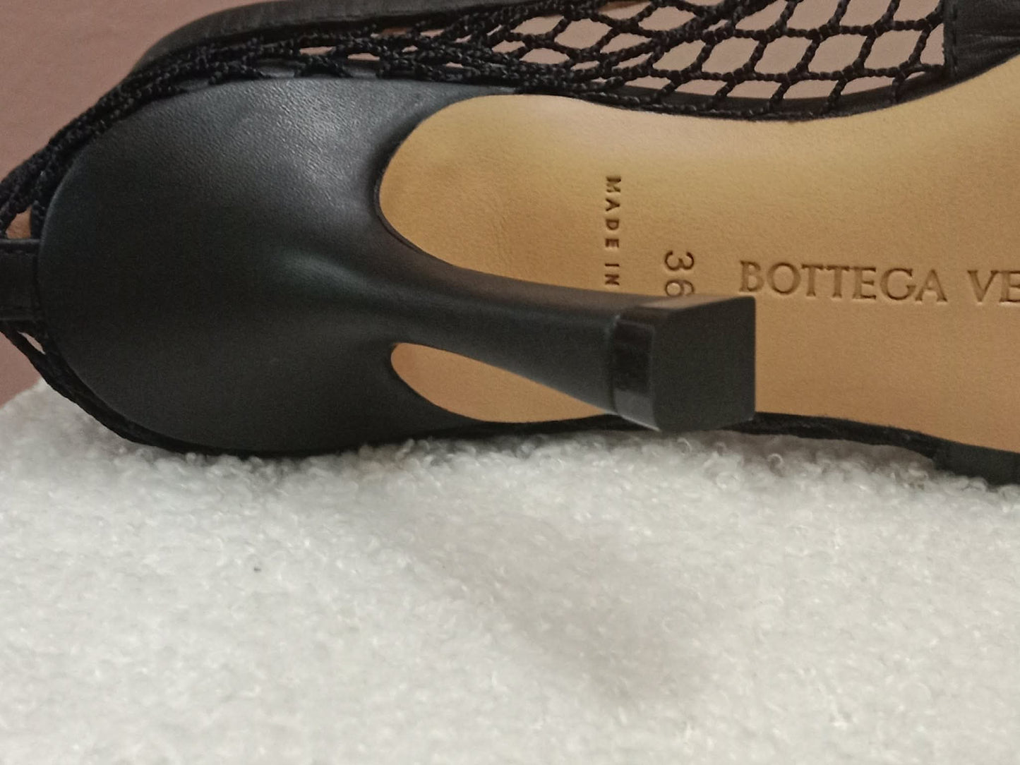 Bottega Veneta Stretch Pumps Black Mesh Square Toe Size 36