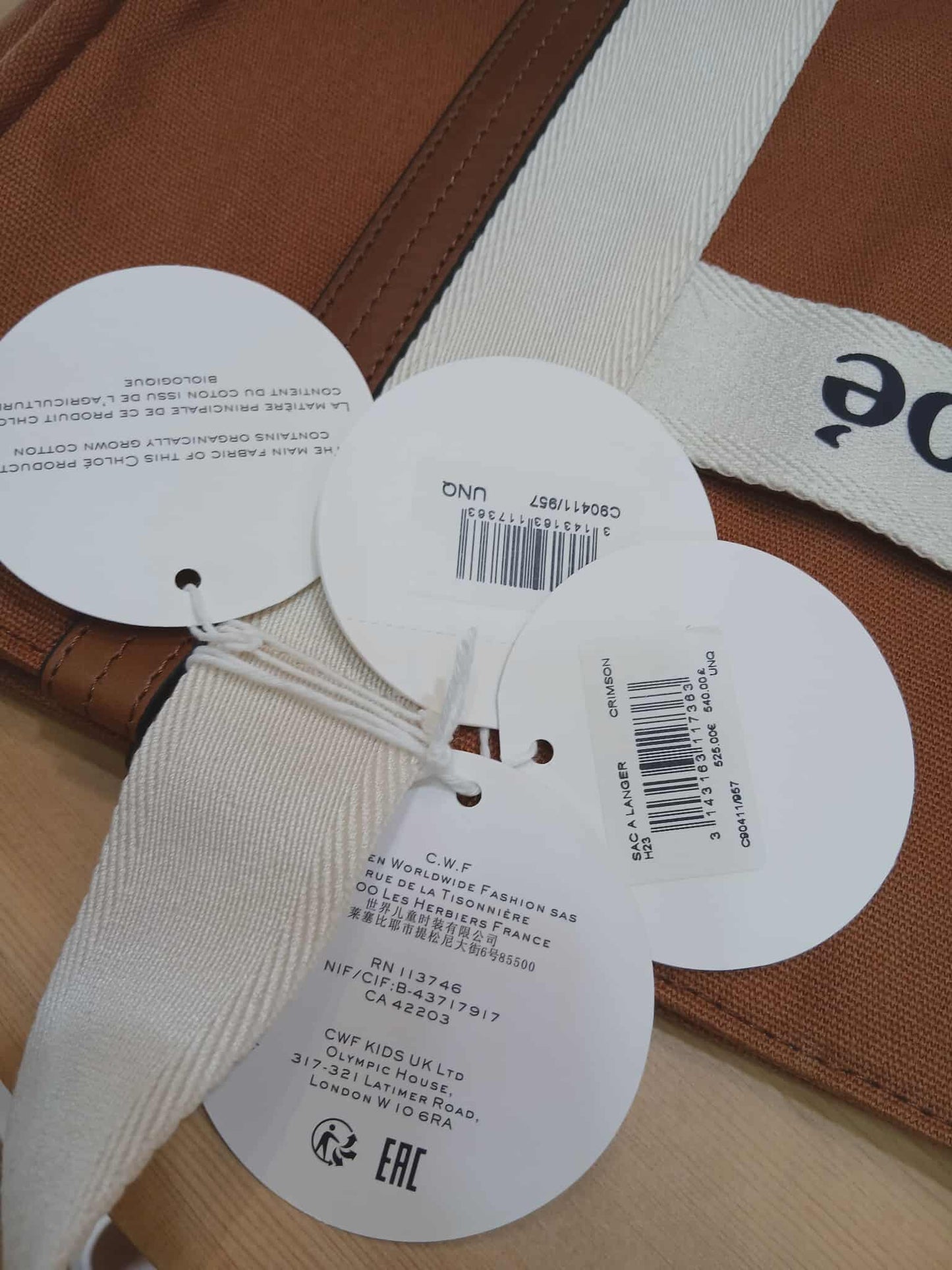 Chloe Sac A Langer Mother's Tote Handbag Canvas/Leather Crimson