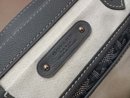 Goyard Saigon Tote Bag Goyardine Canvas with Structured Leather Trim Gris MM