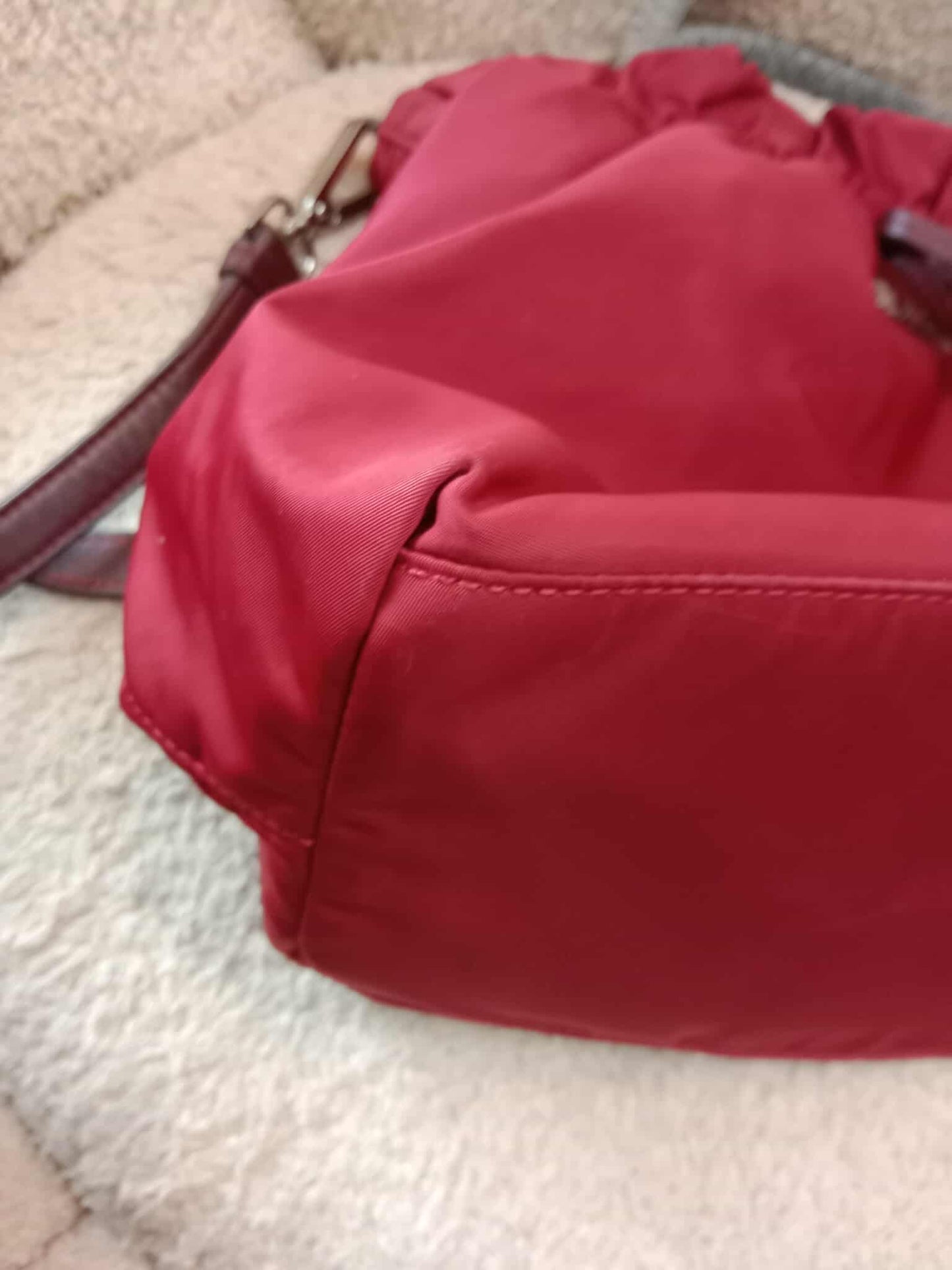 Prada Tessuto Nylon Top Handle Bag Red