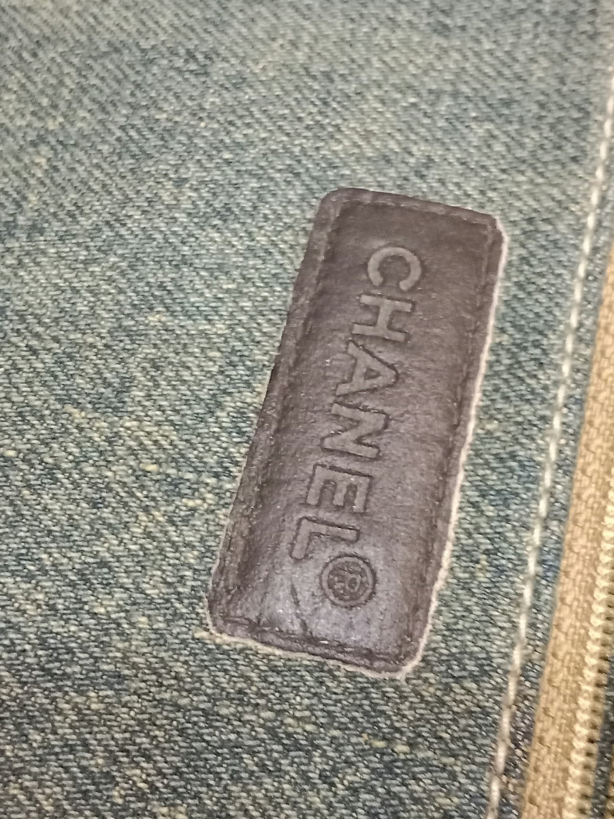 Chanel Vintage Denim and Leather Chocolate Bar Blue Green Denim Series 6