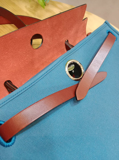 Hermes Herbag Zip 31 Bicolor Blue/Red Canvas & Leather Stamp X 2016