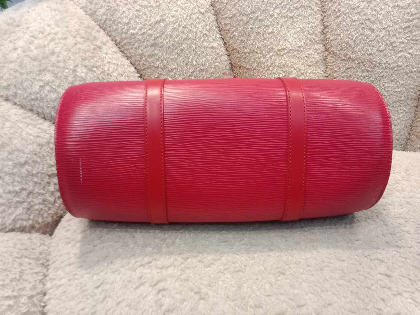 Louis Vuitton Soufflot Epi Pochette Shoulder Barrel Bag Leather Castilean Red