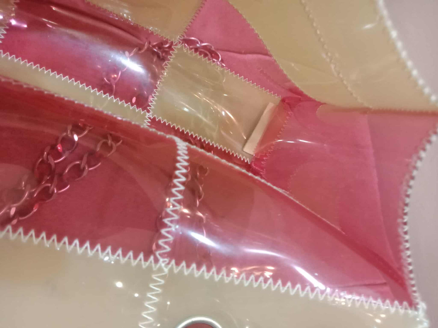 Chanel PVC Patchwork Stitched Flap Bag Beige/Pink Series 5