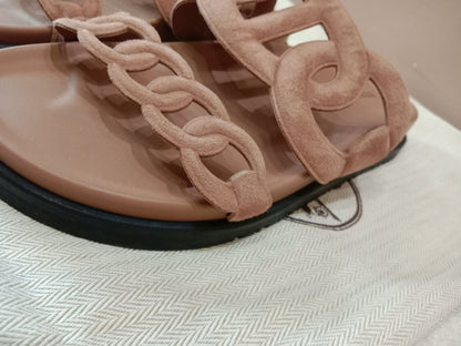 Hermes Extra Sandals Suede PInk Size 36.5