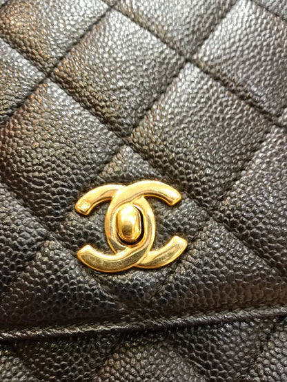 Chanel Vintage Caviar Kelly Flap Tophandle Black Series 7