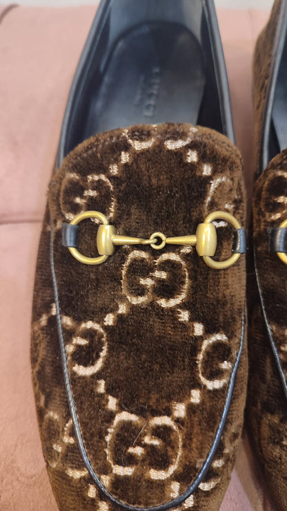 Gucci Loafer Velvet Brown Size 37 1/2