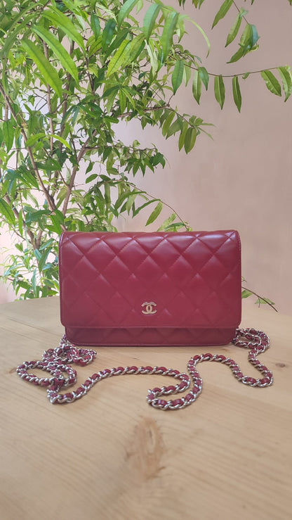 Chanel Wallet on Chain Red Lambskin Series 16