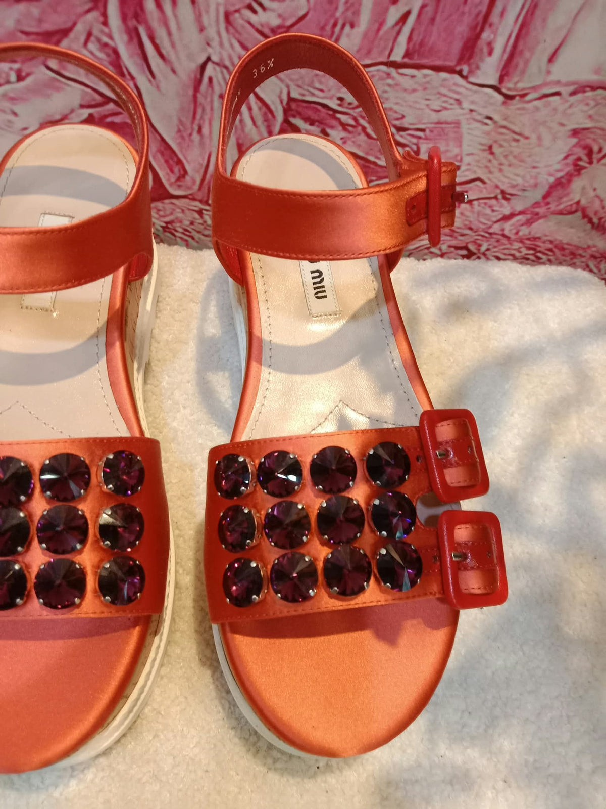Miu Miu Platform Sandals Orange Size 36.5