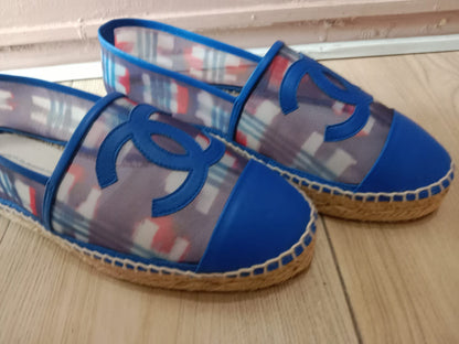 Chanel CC Espadrille Flats Blue Size 37