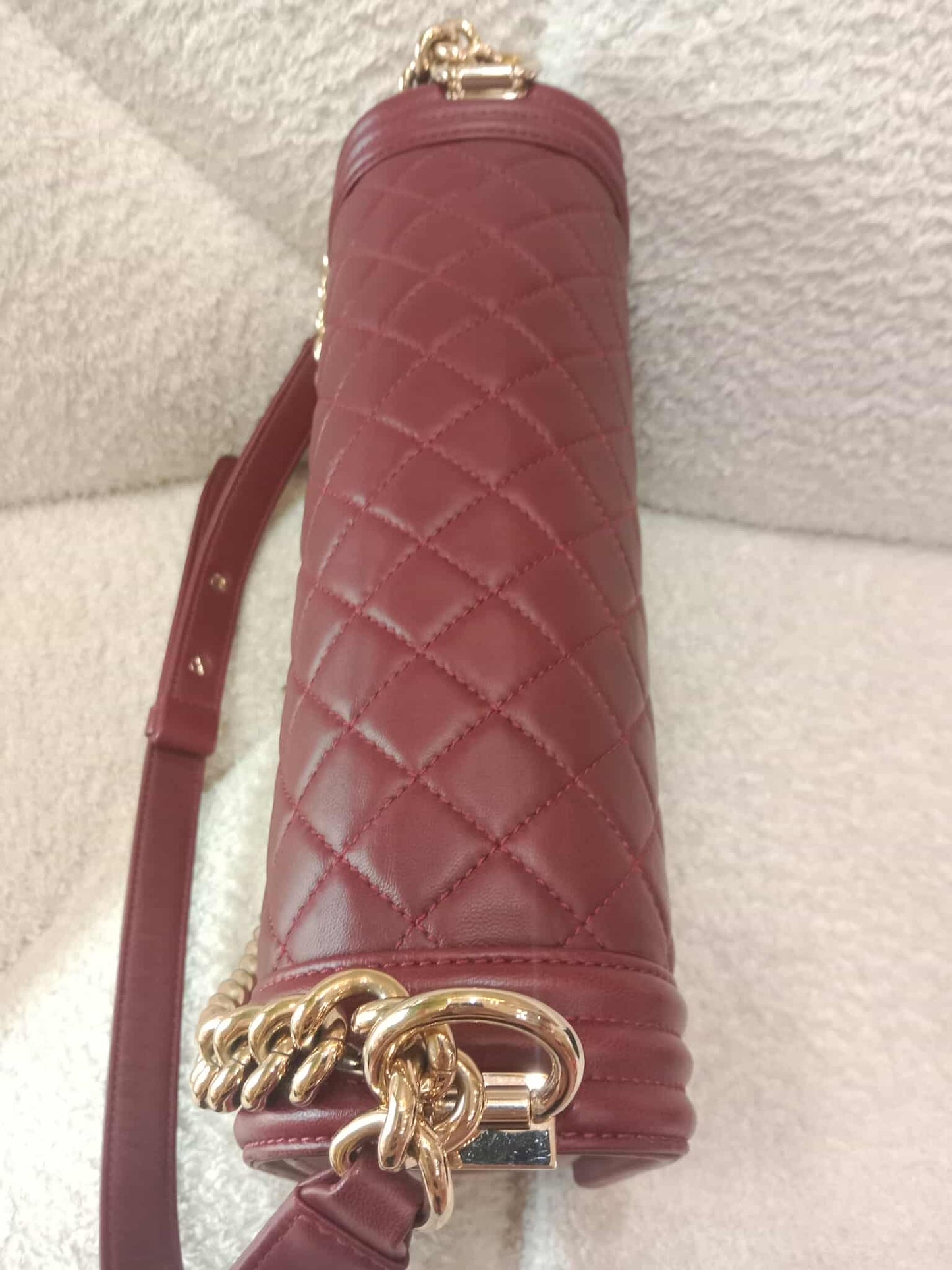 Chanel Boy Flap New Medium Burgundy Lambskin Series 22