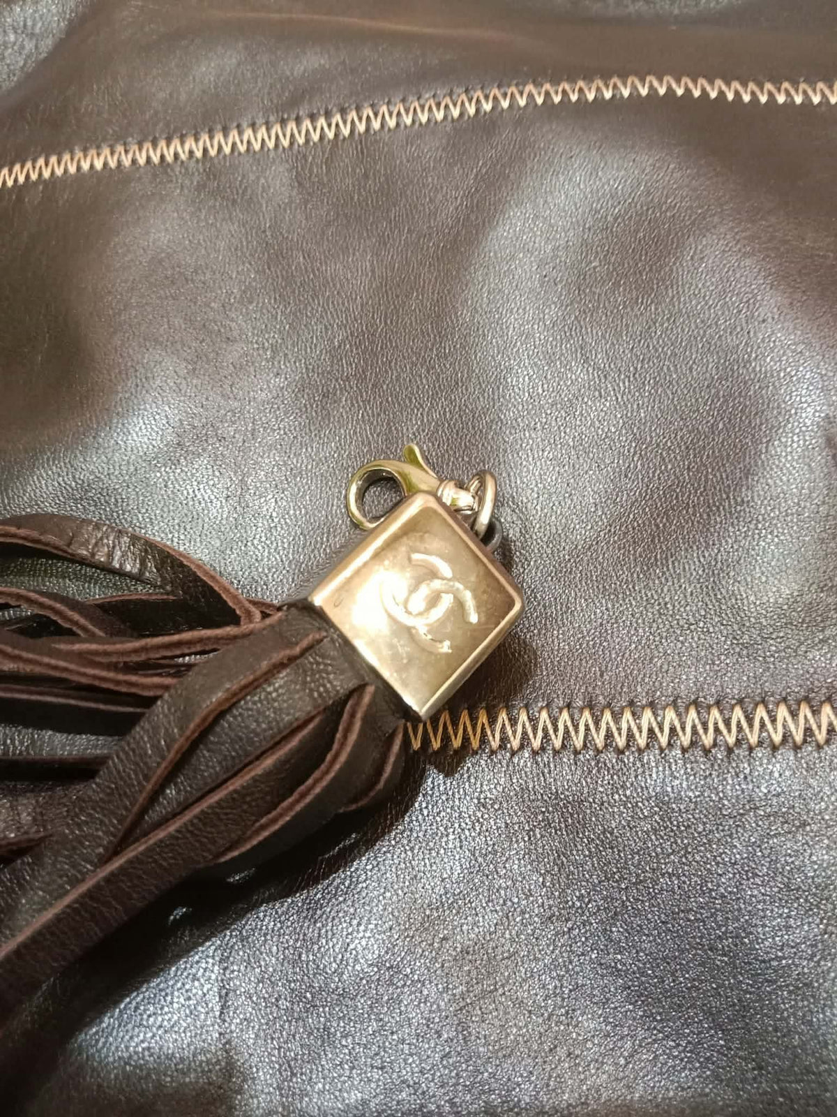 Chanel Drawstring Lambskin Black Tote Bag Series 8