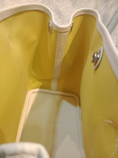 Hermes Garden Party 30 Yellow/White Canvas/Leather Stamp R Square 2014