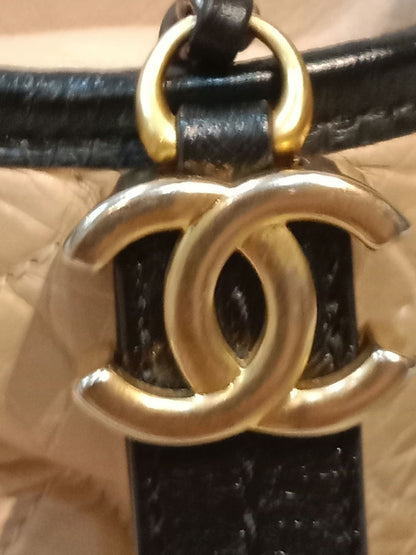 Chanel Gabrielle Hobo Bag Beige/Black Medium Series 27