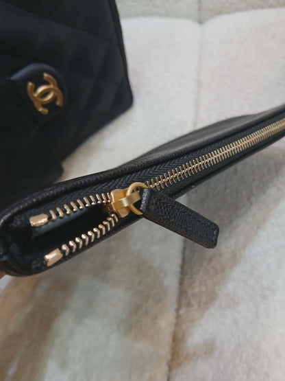 Chanel 25 Black Caviar Microchipped Fullset