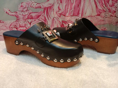 Fendi Spiked Monster Clogs Black SHW Size 36
