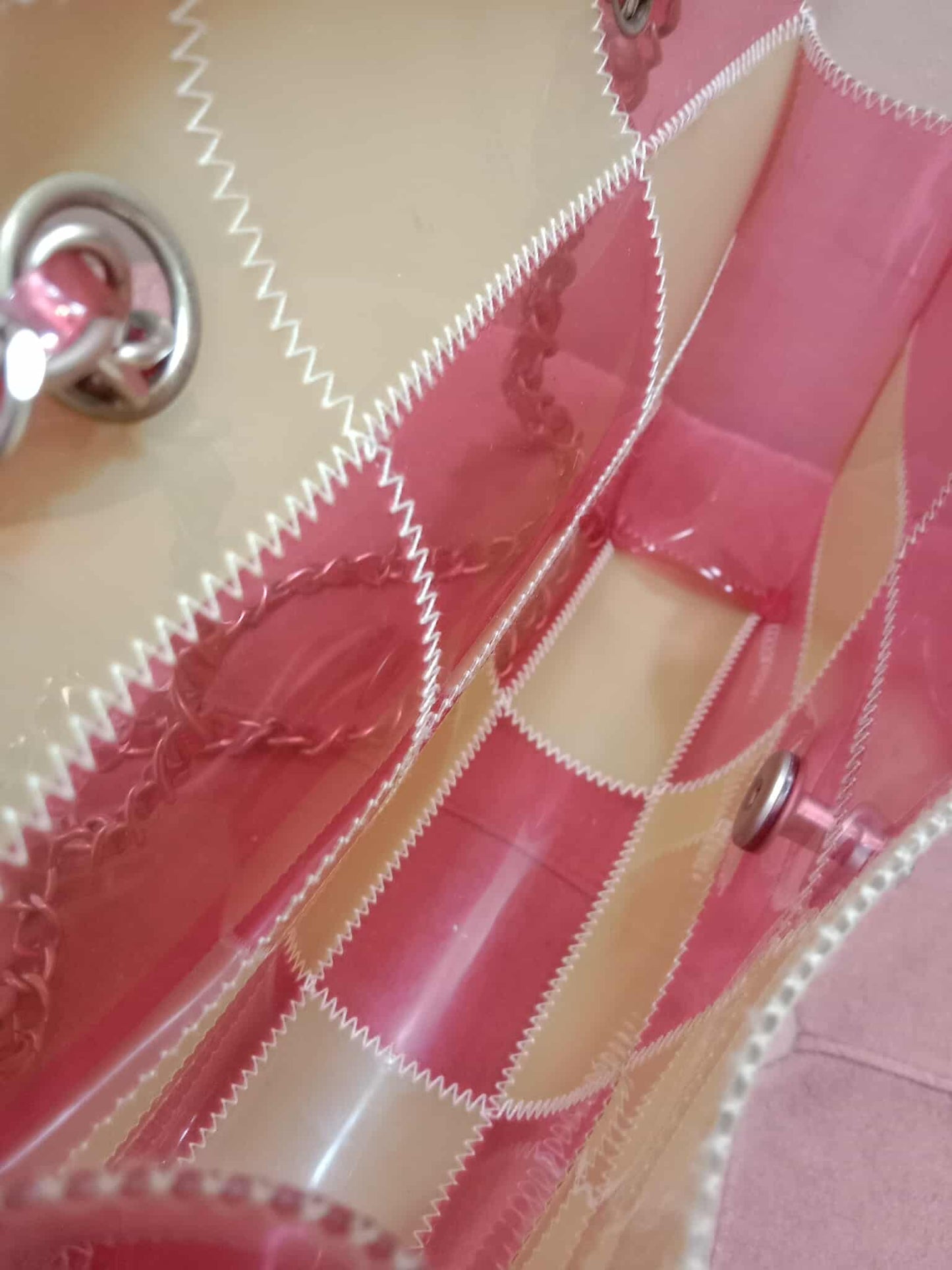 Chanel PVC Patchwork Stitched Flap Bag Beige/Pink Series 5