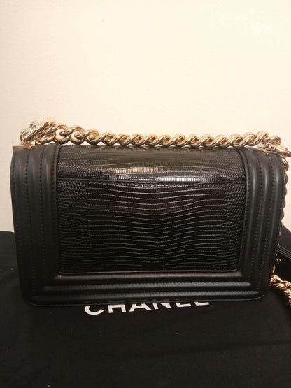 Chanel Leboy Lizard/Calfskin Black Leboy Small Series 27