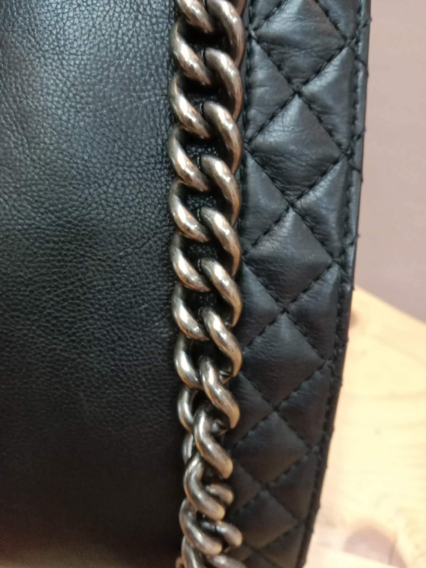 Chanel Boy Reverso Flap Bag Quilted Borders Antique Silver Hardware Series 18